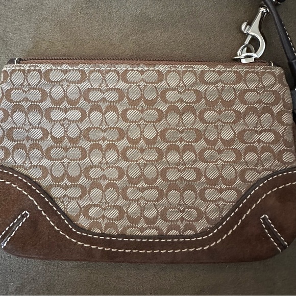 Coach Signature Brown Zipper Wristlet - Picture 4 of 8